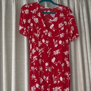 Floral print button down dress